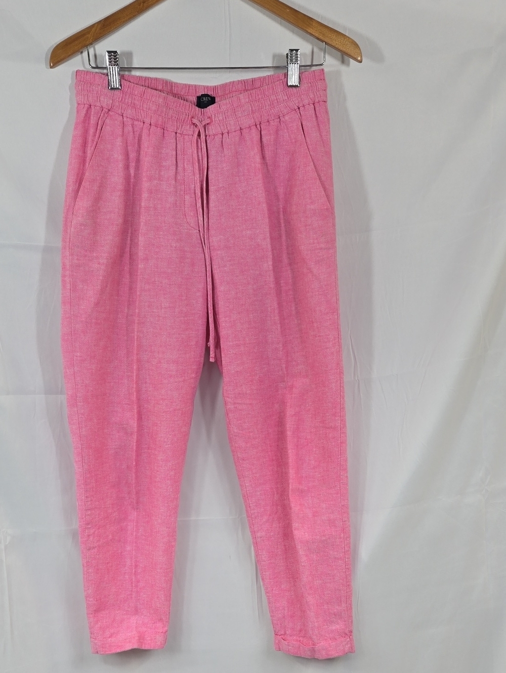 J. Crew Relaxed Drawstring Pink Linen-Blend Pants 6